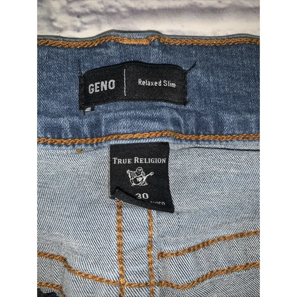 True Religion Geno Jeans Mens 30x30 Relaxed Slim Stretch Blue Denim